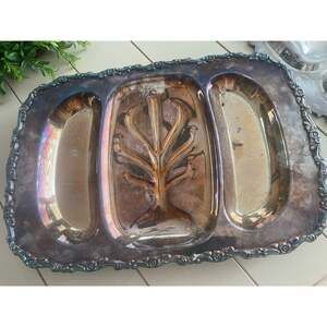 Wallace Silverplated 3 Meat Serving Footed Tray